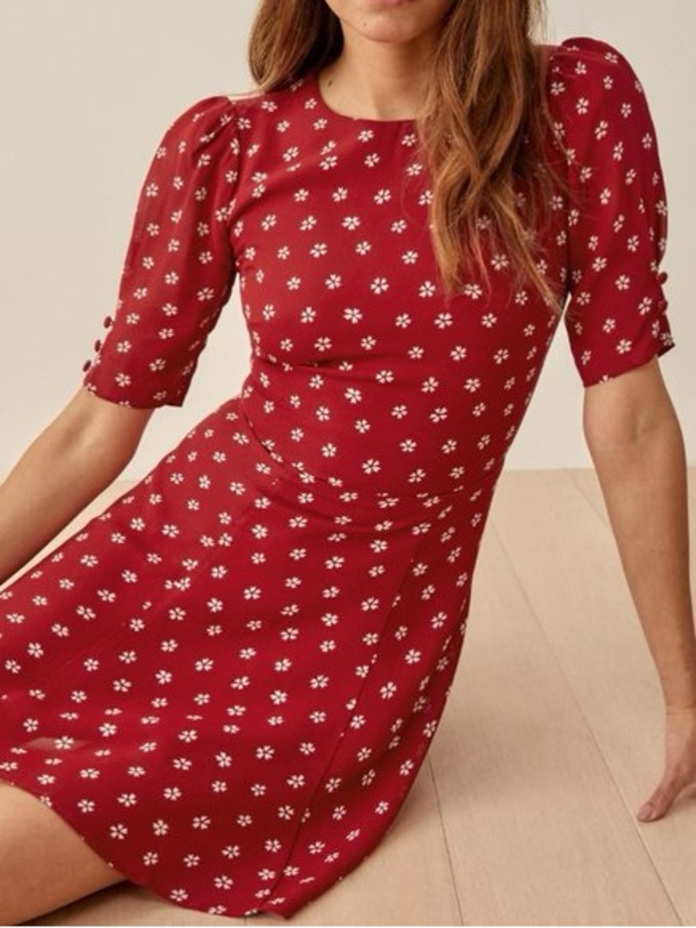 Reformation Bard Floral Print Crepe Mini Dress